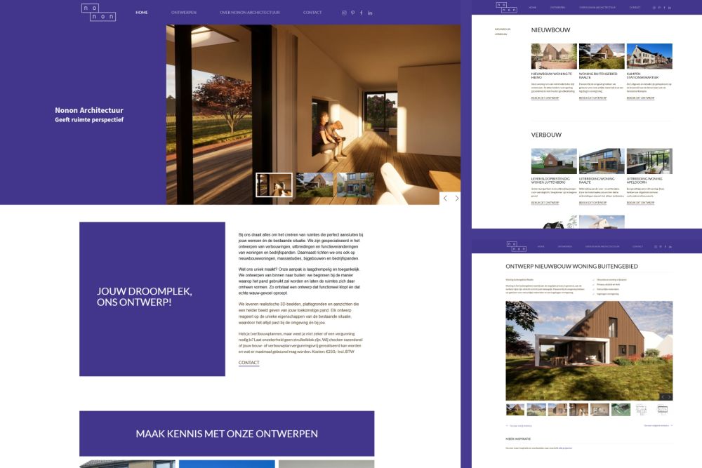 ontwerp en bouw website van Nonon Architectuur met YOOtheme door Gridstar in Raalte