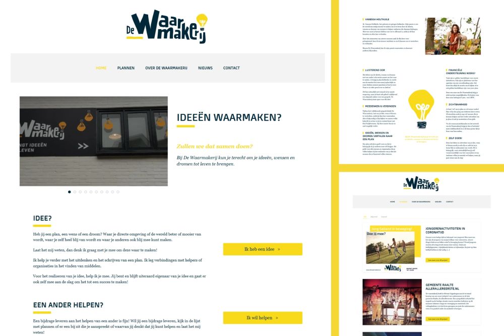 voorbeeld WordPress website de Waarmakerij bouw door Gridstar