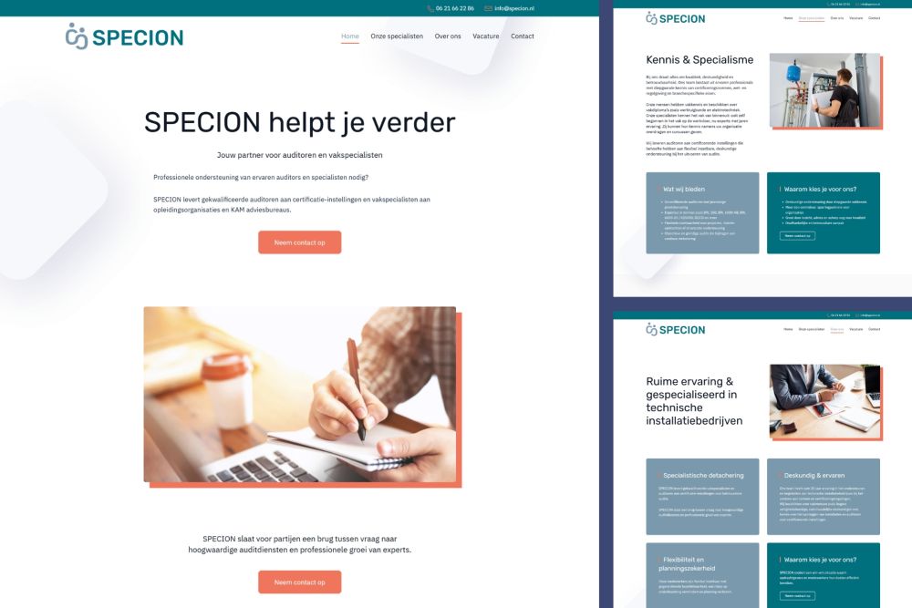 voorbeeld WordPress website gemaakt met YOOtheme Pro SPECION door Gridstar webdesign