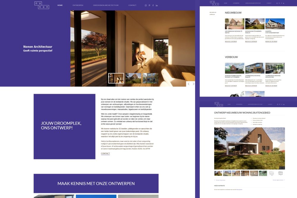 ontwerp en bouw website van Nonon Architectuur met YOOtheme door Gridstar in Raalte